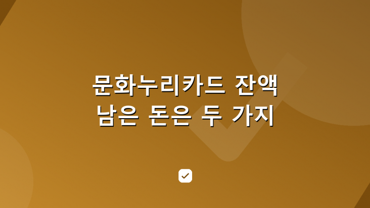 문화누리카드잔액 남은 돈을 두 가지로 보는 이유 — HowCheck 확인